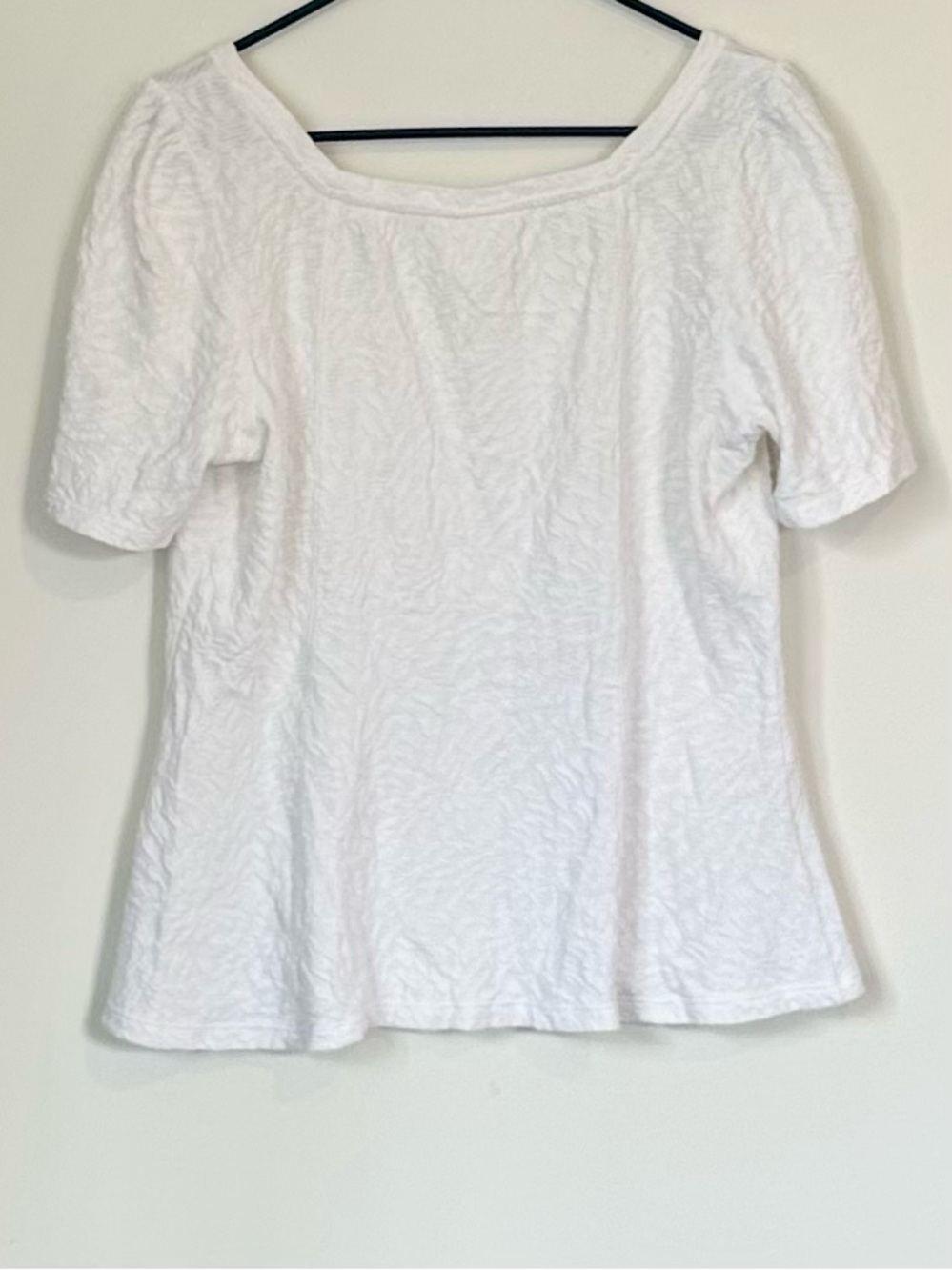 Anthropologie Ett:Twa Wesley White Textured Square-Neck Short Sleeve Top - Large - Picture 5 of 6